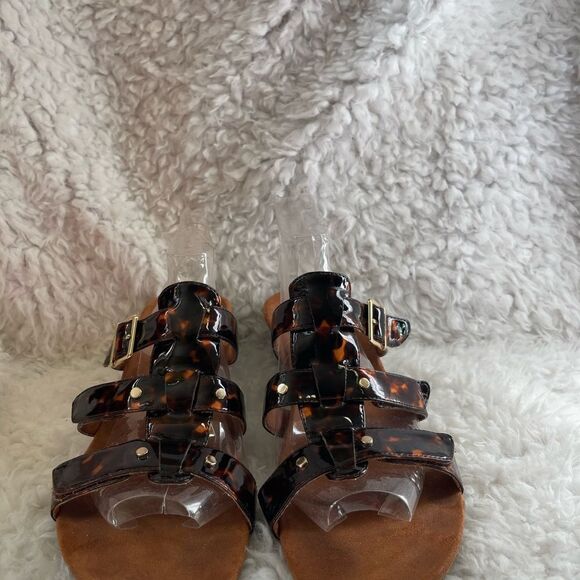 VIONIC RADIA Tortoise Patent Adjustable Strap Wedge Sandals Size 9 - Picture 5 of 10